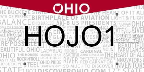 HOJO1 Ohio License Plate