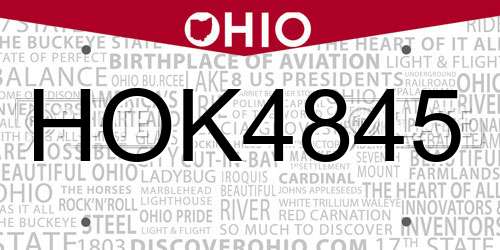 HOK4845 Ohio License Plate