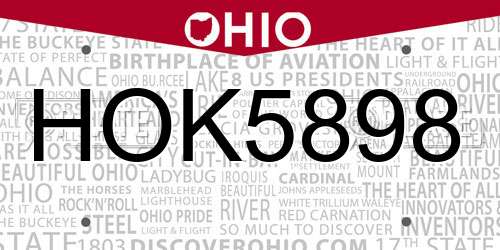 HOK5898 Ohio License Plate