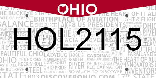 HOL2115 Ohio License Plate
