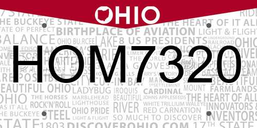 HOM7320 Ohio License Plate
