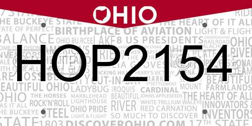 HOP2154 Ohio License Plate