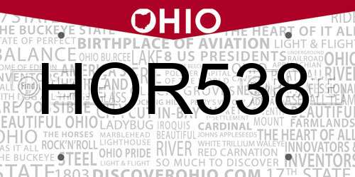 HOR538 Ohio License Plate
