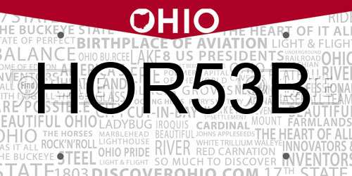 HOR53B Ohio License Plate