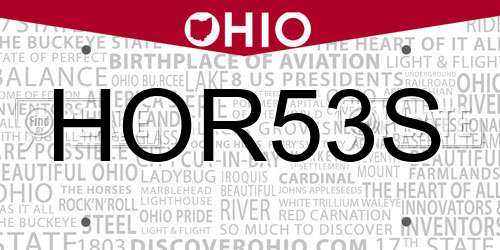 HOR53S Ohio License Plate
