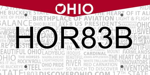 HOR83B Ohio License Plate