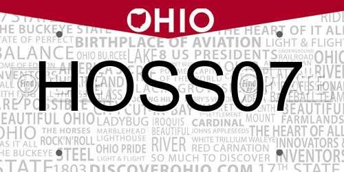 HOSS07 Ohio License Plate