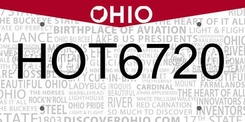 HOT6720 Ohio License Plate