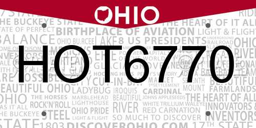 HOT6770 Ohio License Plate