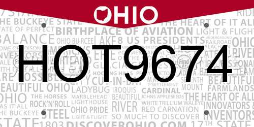 HOT9674 Ohio License Plate