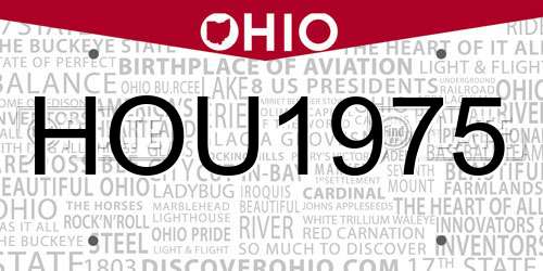 HOU1975 Ohio License Plate