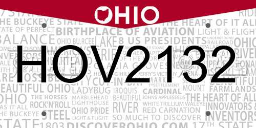 HOV2132 Ohio License Plate
