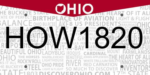 HOW1820 Ohio License Plate