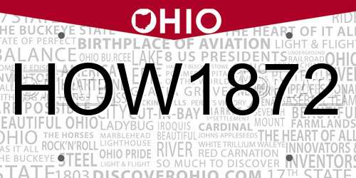 HOW1872 Ohio License Plate