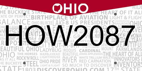 HOW2087 Ohio License Plate