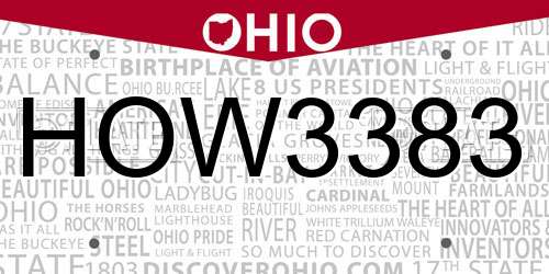 HOW3383 Ohio License Plate