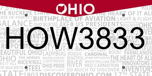 HOW3833 Ohio License Plate