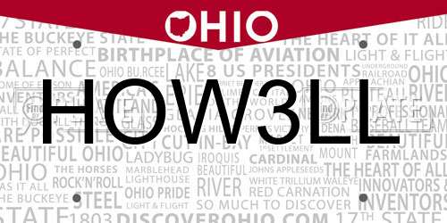HOW3LL Ohio License Plate