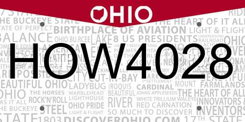 HOW4028 Ohio License Plate