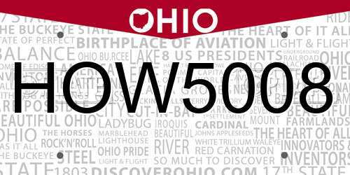 HOW5008 Ohio License Plate