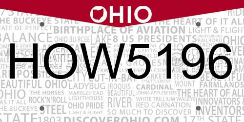 HOW5196 Ohio License Plate