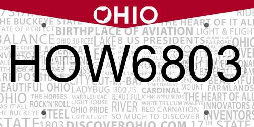 HOW6803 Ohio License Plate