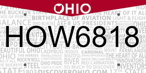 HOW6818 Ohio License Plate