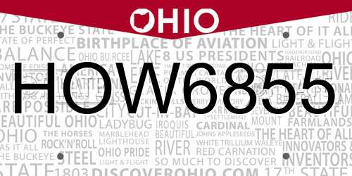 HOW6855 Ohio License Plate