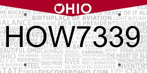 HOW7339 Ohio License Plate