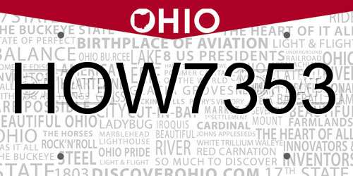 HOW7353 Ohio License Plate