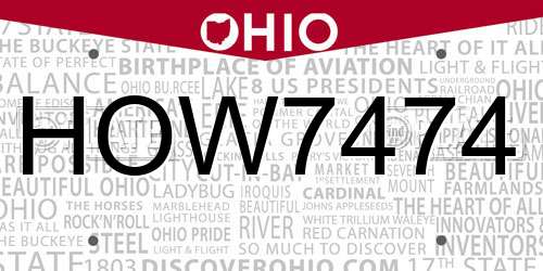 HOW7474 Ohio License Plate