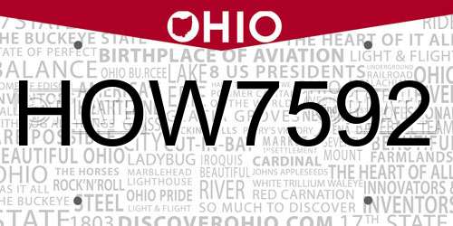 HOW7592 Ohio License Plate
