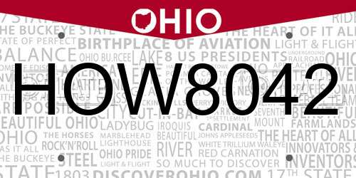 HOW8042 Ohio License Plate