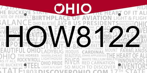 HOW8122 Ohio License Plate