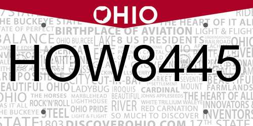 HOW8445 Ohio License Plate