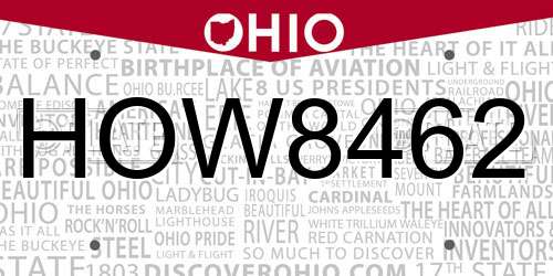 HOW8462 Ohio License Plate