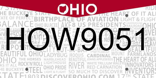 HOW9051 Ohio License Plate