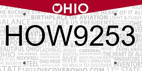 HOW9253 Ohio License Plate
