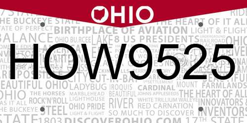 HOW9525 Ohio License Plate