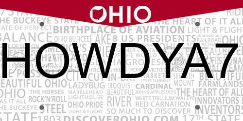 HOWDYA7 Ohio License Plate