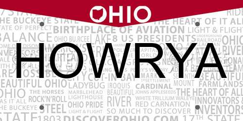 HOWRYA Ohio License Plate