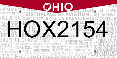 HOX2154 Ohio License Plate