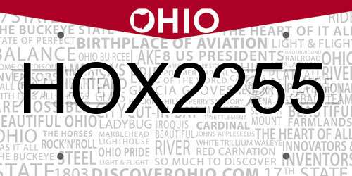 HOX2255 Ohio License Plate