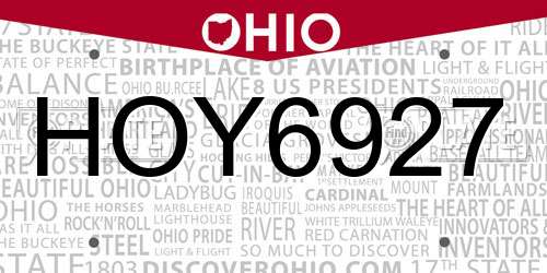 HOY6927 Ohio License Plate