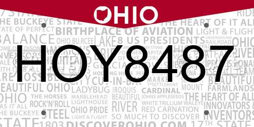 HOY8487 Ohio License Plate