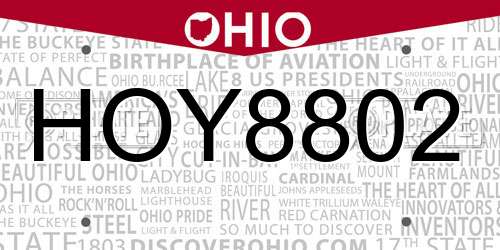 HOY8802 Ohio License Plate