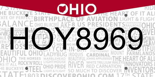 HOY8969 Ohio License Plate