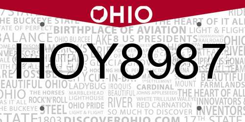 HOY8987 Ohio License Plate