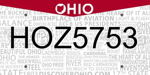 HOZ5753 Ohio License Plate