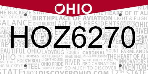 HOZ6270 Ohio License Plate